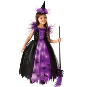 Way to Celebrate HALLOWEEN Girls Light-Up Witch Costume Purple Black Sz S (6/6X)